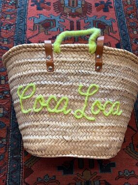Coca Loca - custom handmade Straw Tote Bag